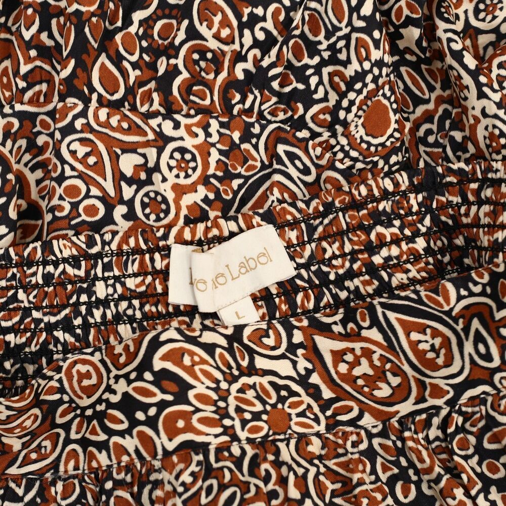 Anthropologie Love The Label Wanda Skirt In Fire Clay Printed Smocked L 287453 - Picture 9 of 9